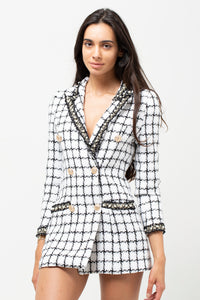 HOUNDSTOOTH CHECK GOLD BUTTON JACKET