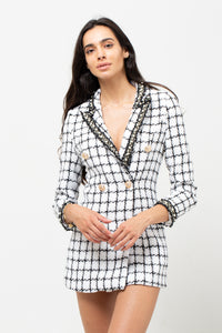 HOUNDSTOOTH CHECK GOLD BUTTON JACKET